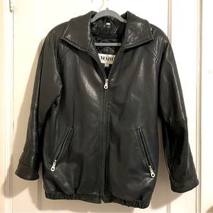 Vintage Black Leather Oversized Jacket - size XS but fits like a M/L Mob Wife